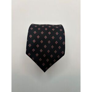 Pietro di Como Navy Blue Silk Geometric Diamond Pattern Hand Made Tie USA